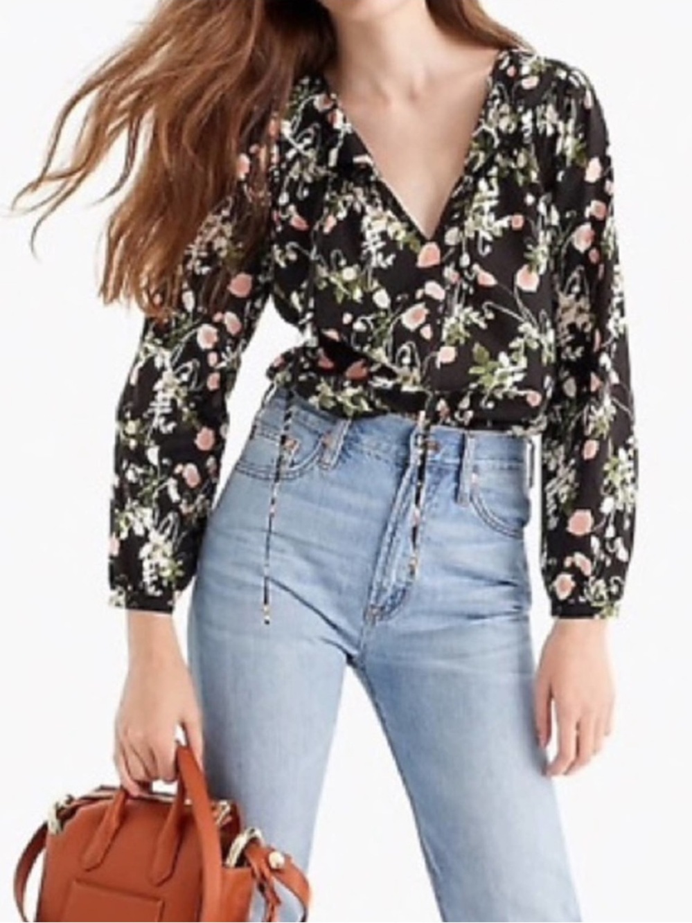 J. Crew Liberty London Point Sur Peasant Top in  Poppy Dream Size XS